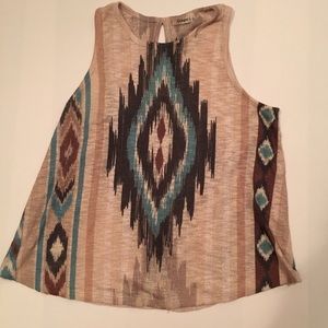 2/$20 Aztec Boho Amazing Teal Brown Tank Top L